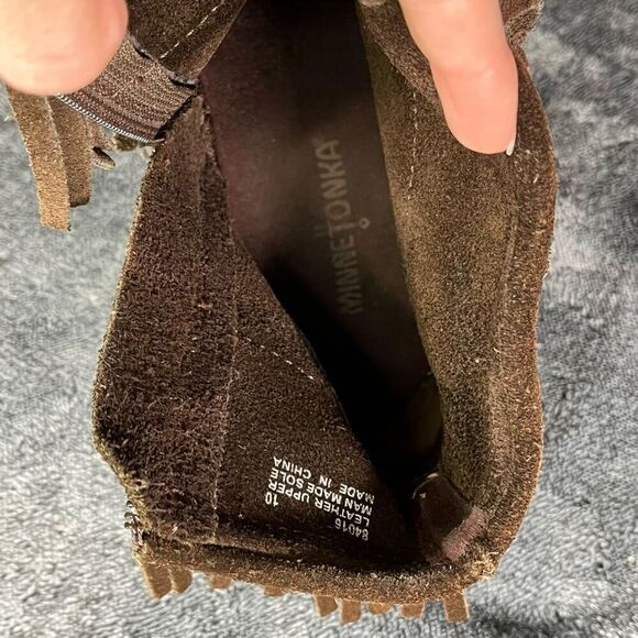 Minnetonka woman Choco Brown Leather platform wedge  Ankle Boots sz 10 - Picture 7 of 7